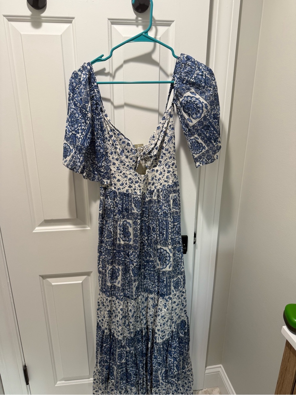 Abercrombie & Fitch Blue and White Patchwork Maxi Dress